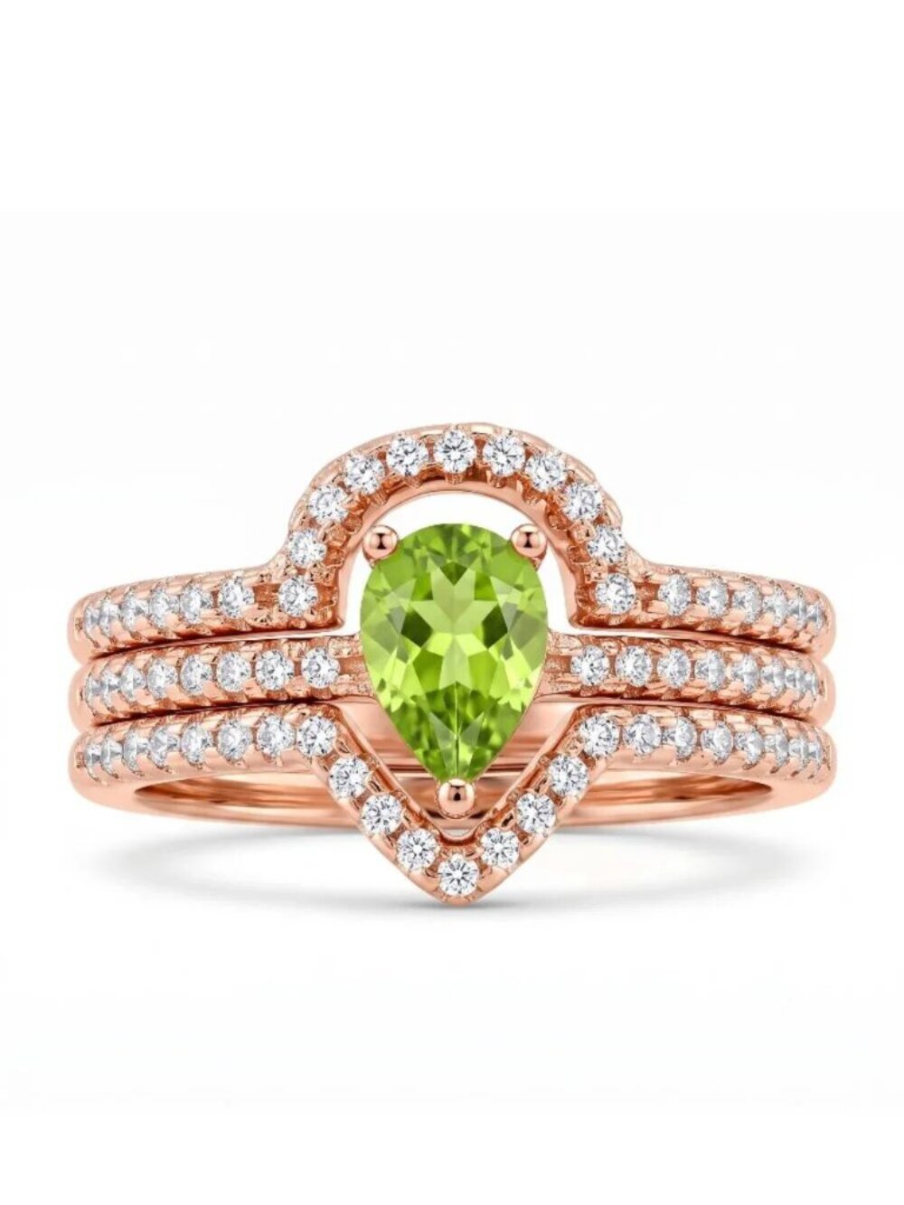 Charmed Aroma Rose Gold ring with green Peridot, size 7, 925 Sterling Silver
